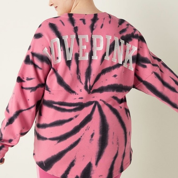 Vs Victorias Secret Pink Varsity Crew Sweater Jacket Top Dahlia Print S - Picture 2 of 8